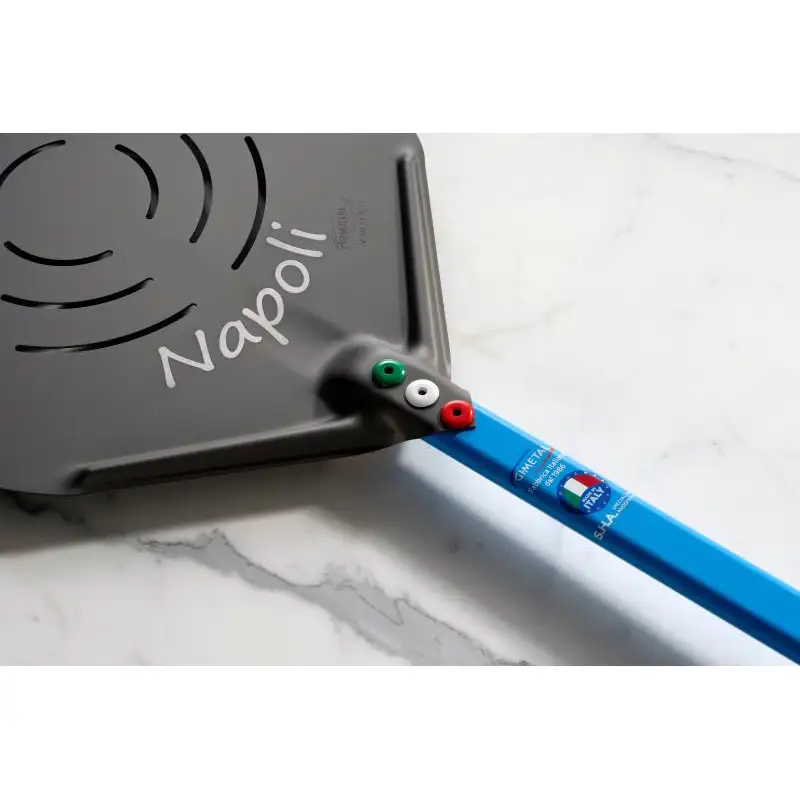 Прямоугольная перфорированная лопата для пиццы из анодированного алюминия, серия Napoli