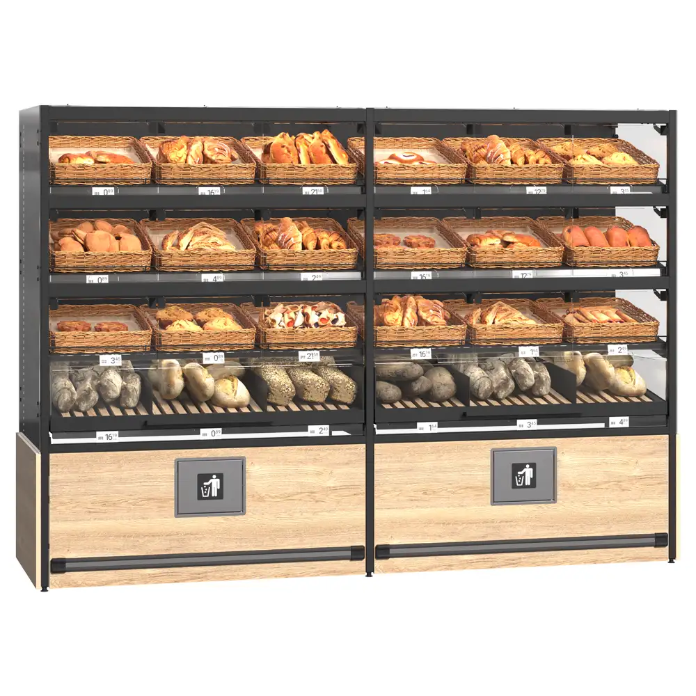Двойная витрина для хлебобулочной продукции с открытыми полками 