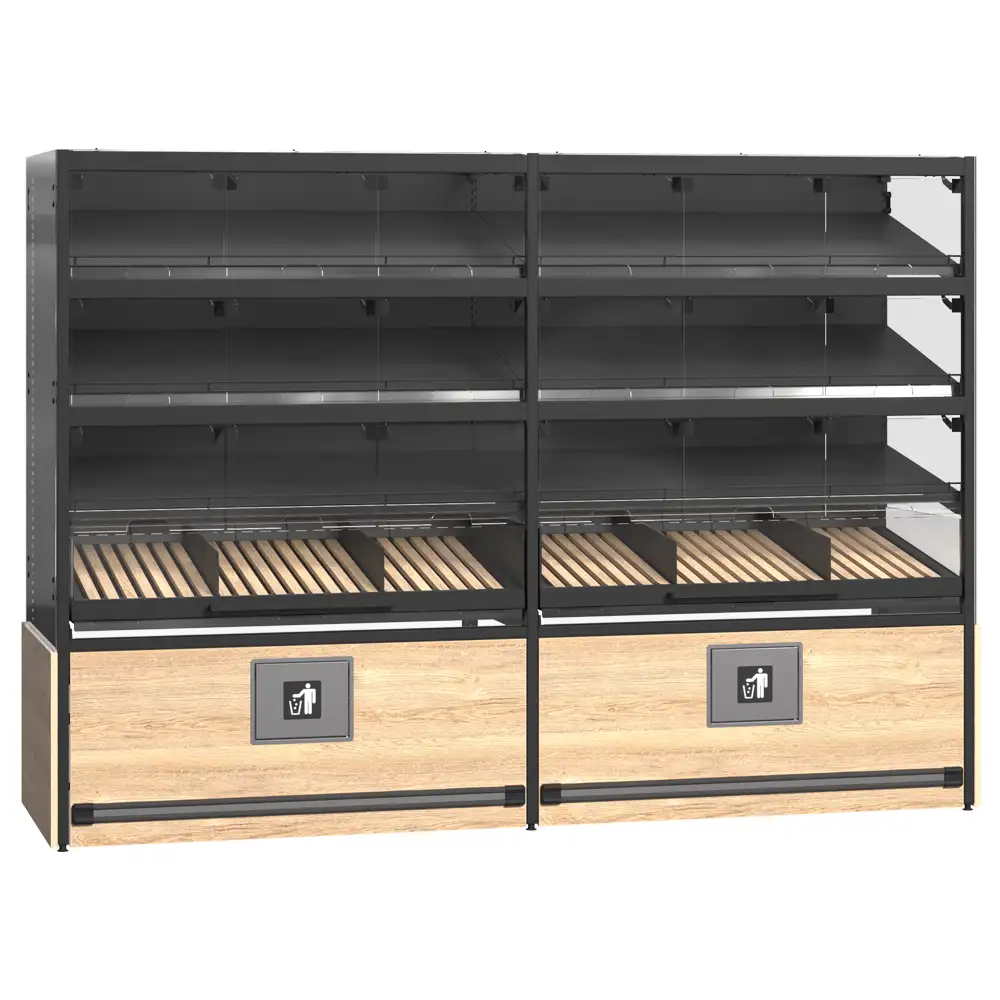 Двойная витрина для хлебобулочной продукции с открытыми полками 