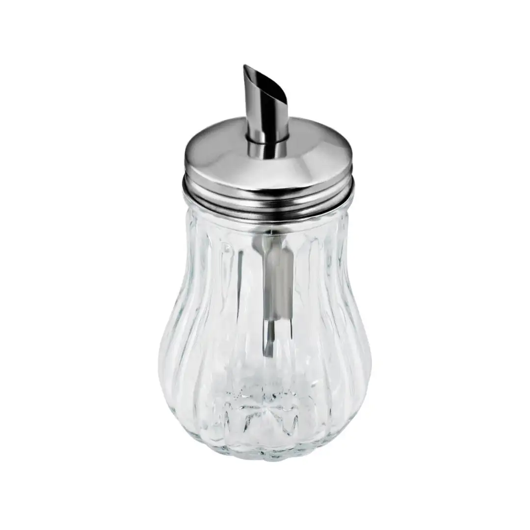 Сахарница стеклянная со стальной крышкой, V 0,180 л.