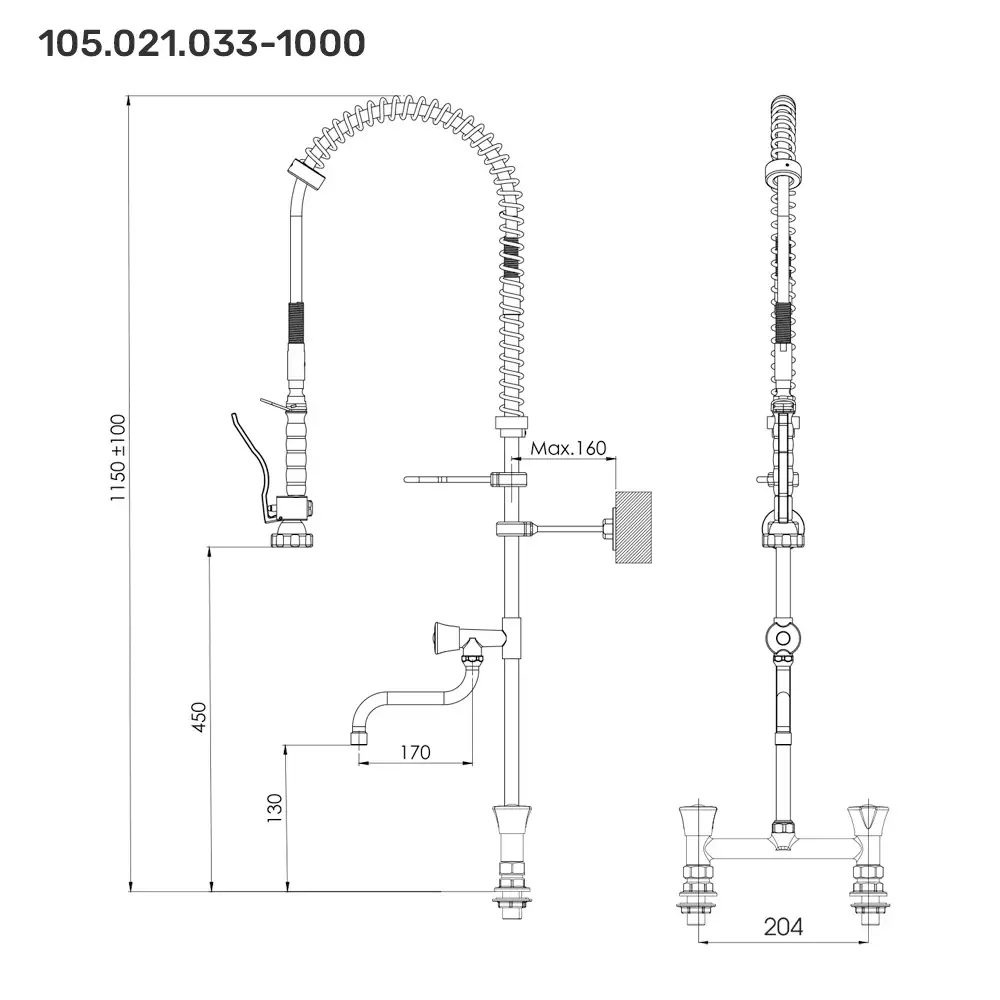 Шланг для мытья посуды с краном Smart Line 90°