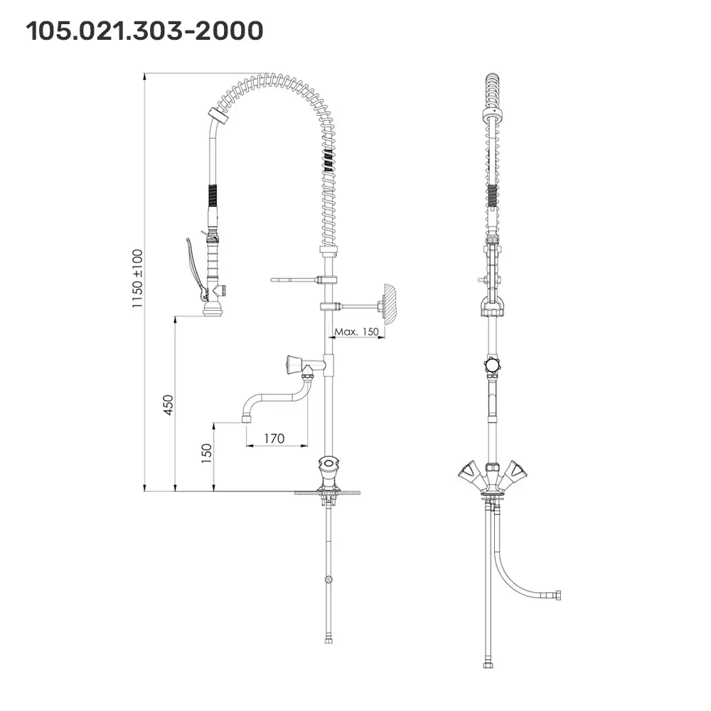 Шланг для мытья посуды 1150 мм Smart Line 360"