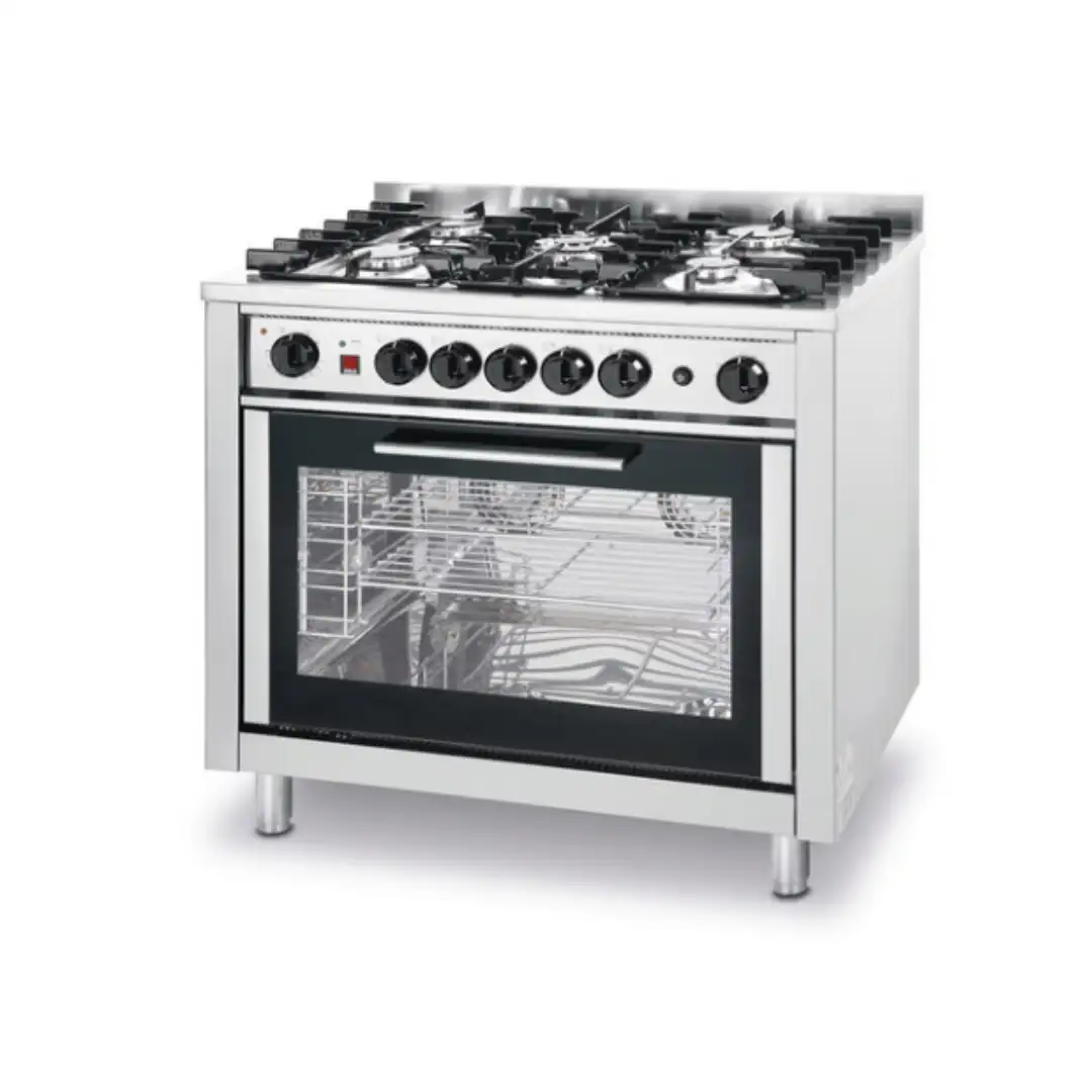 Газовая плита с 5 горелками и электрической духовкой Hendi, 14.3 кВт