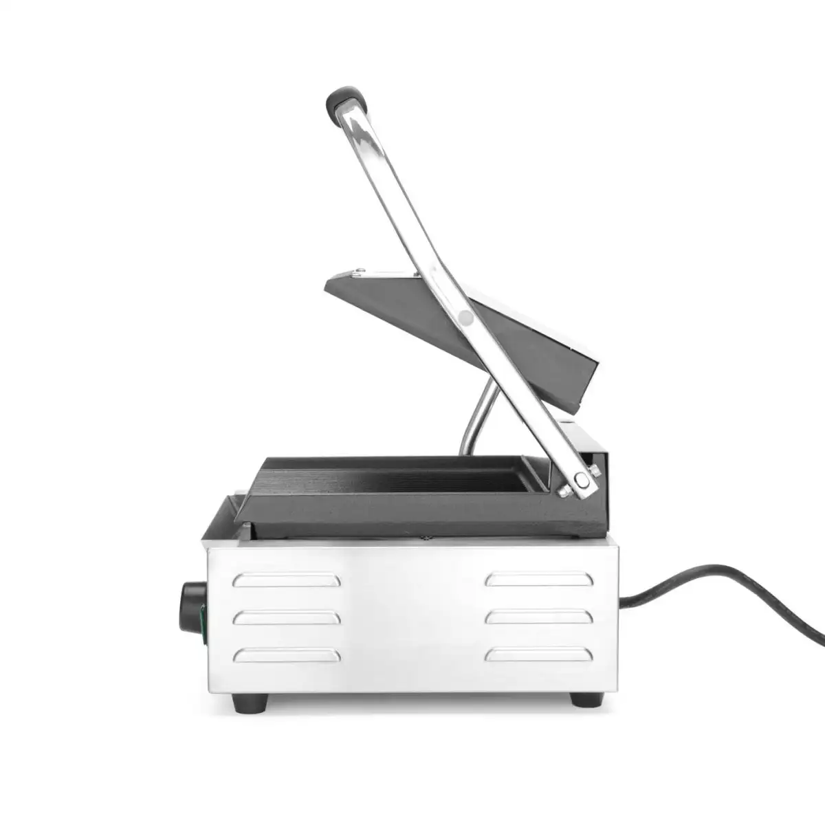 Контактный гриль, рифлёные чугунные поверхности с керамическим покрытием, 1800 Вт, корпус из нержавеющей стали, Hendi, подходит также для профессионального использования