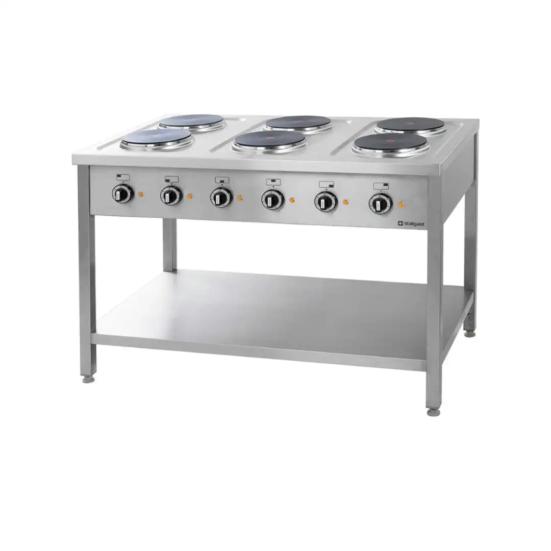 Электрическая варочная панель с 6 конфорками и стационарной электрической духовкой, 15,6 кВт.