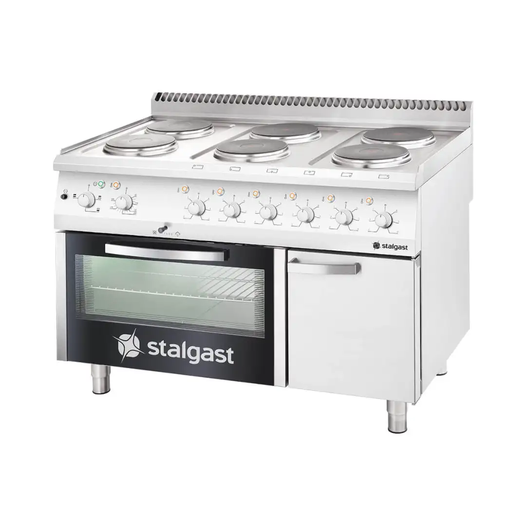 Электрическая варочная панель с 6 конфорками и стационарной электрической духовкой, 15,6 кВт.