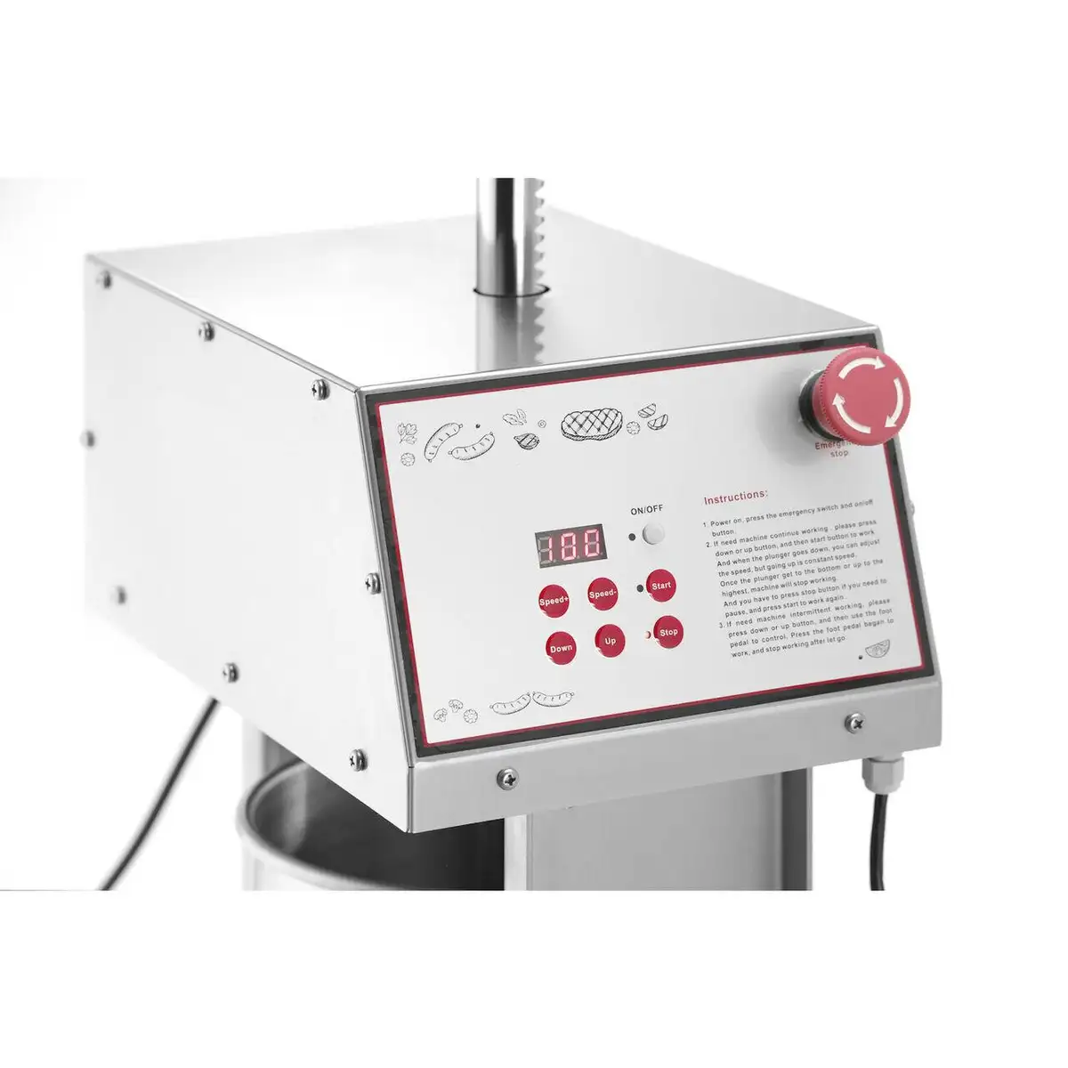 Электрический шприц-наполнитель для колбас Hendi, 15 л, нержавеющая сталь, 230V/60W, 450x350x(H)750 мм