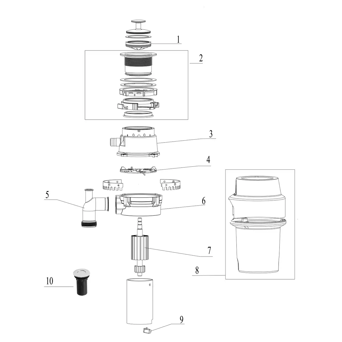 Коллоидный измельчитель пищевых отходов с пневматическим выключателем