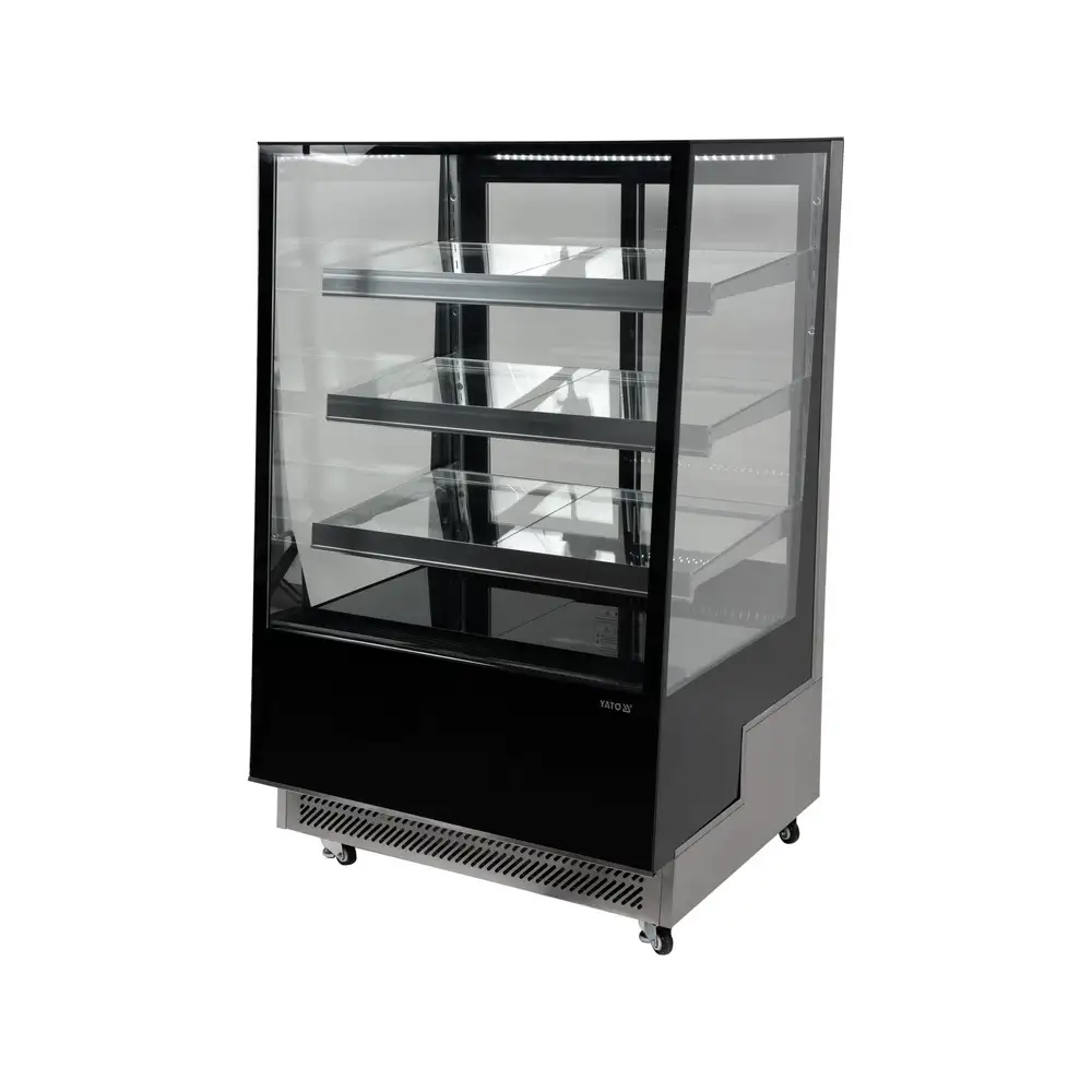 Холодильная витрина, 400 л, 900x800x1440 мм, черная, YATO