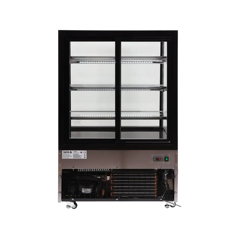 Холодильная витрина, 400 л, 900x800x1440 мм, черная, YATO