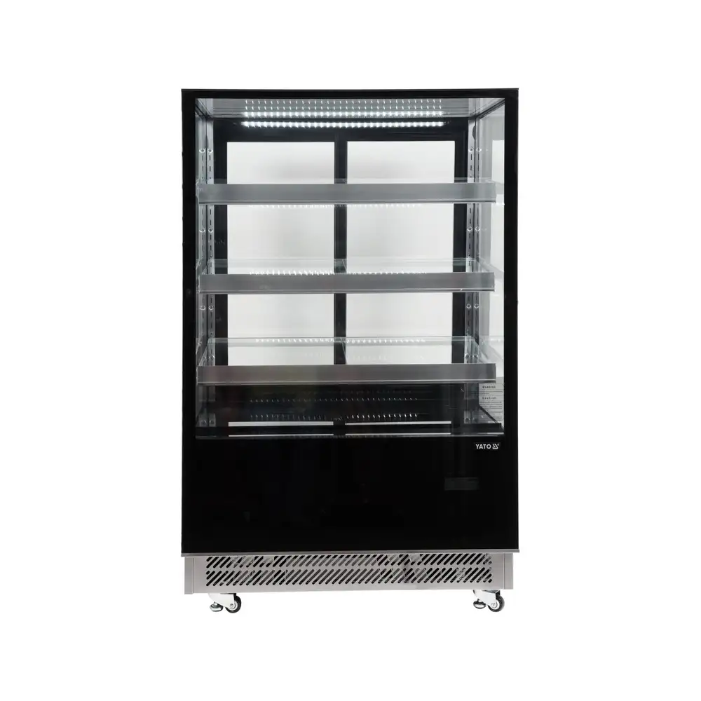 Холодильная витрина, 400 л, 900x800x1440 мм, черная, YATO