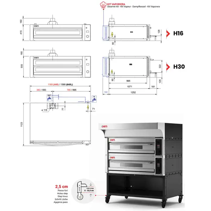 Многофункциональная статическая электрическая духовка MULTIBAKE 440 H16 EVO OEM