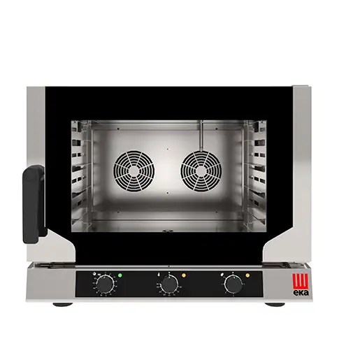 Конвекционная электрическая печь с прямым впрыском пара, 4 уровня 429×345 мм, электромеханическое управление, 100–260 °C, 3,15 кВт, подключение 220–230 В