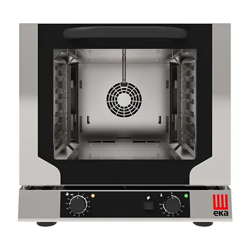 Конвекционная электрическая печь с прямым впрыском пара, 4 уровня 429×345 мм, электромеханическое управление, 100–260 °C, 3,15 кВт, подключение 220–230 В