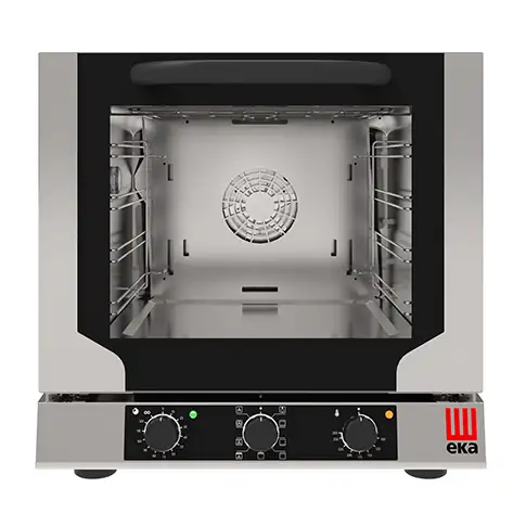 Конвекционная электрическая печь с прямым впрыском пара, 4 уровня 429×345 мм, электромеханическое управление, 100–260 °C, 3,15 кВт, подключение 220–230 В