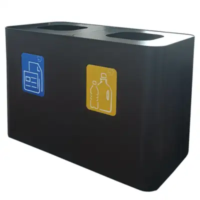 Мусорное ведро из металла с 2 секциями STIL CASA, 60 l, 800x380x500 мм, 14 kg, чёрный