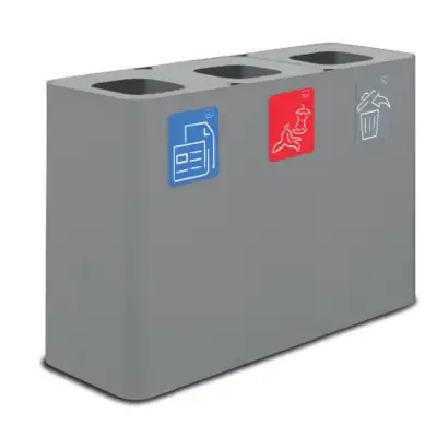 Мусорное ведро из металла с 3 секциями STIL CASA, 300 l, 1150x380x800 мм, 27 кг