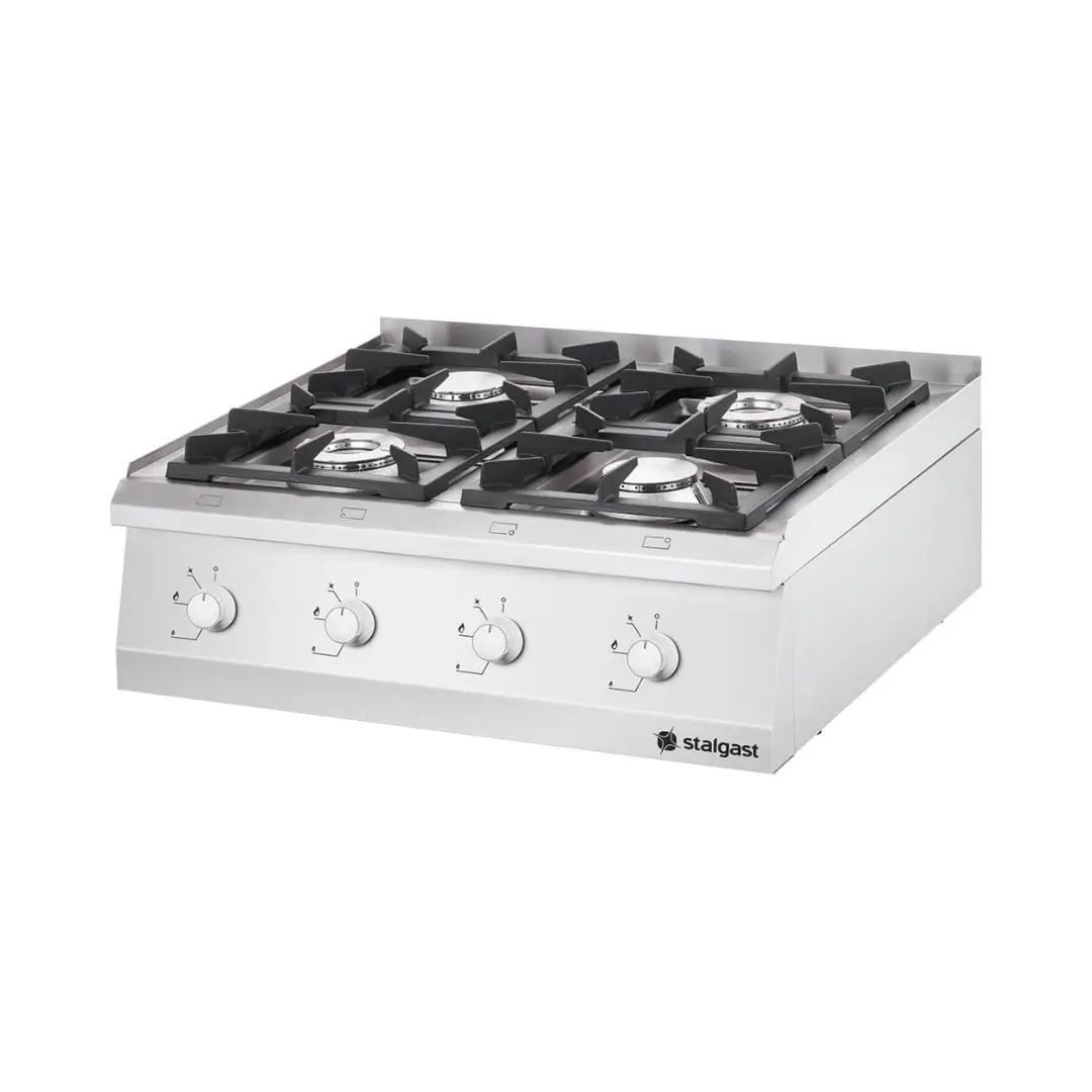 Aragaz profesional pe gaz cu 4 arzătoare, 20,5 kW, G20