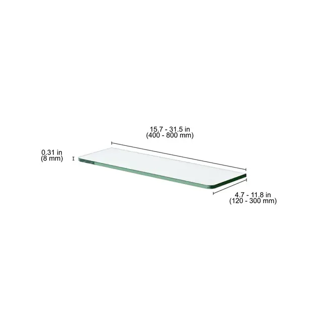 Стандартная полка Glassline, из прозрачного стекла, 420x120x8 мм