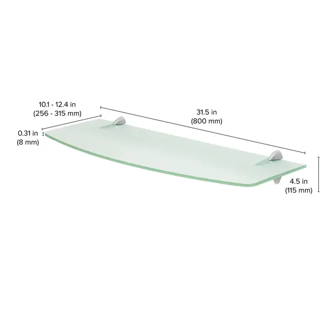 Выпуклая полка Glassline, из прозрачного стекла, размер 600×200/240×8 мм