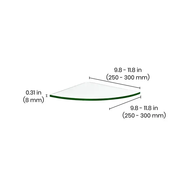 Угловая полка Glassline, из прозрачного стекла, размер 250x250x8 мм