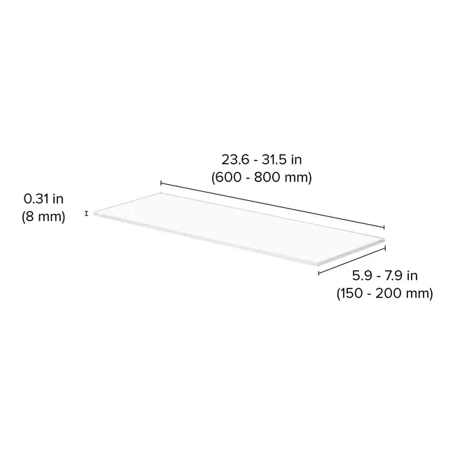 Полка Glassline с прямыми углами, 600x200x8 мм, чёрного цвета