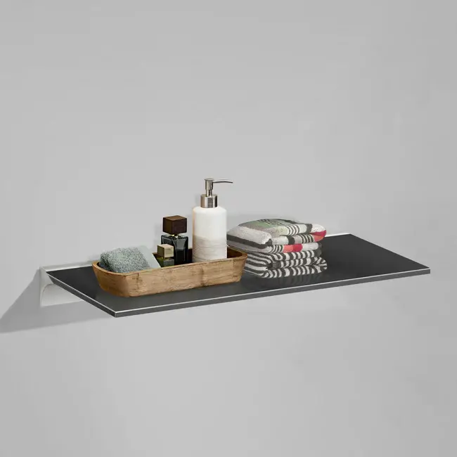 Полка Glassline с прямыми углами, 600x200x8 мм, чёрного цвета
