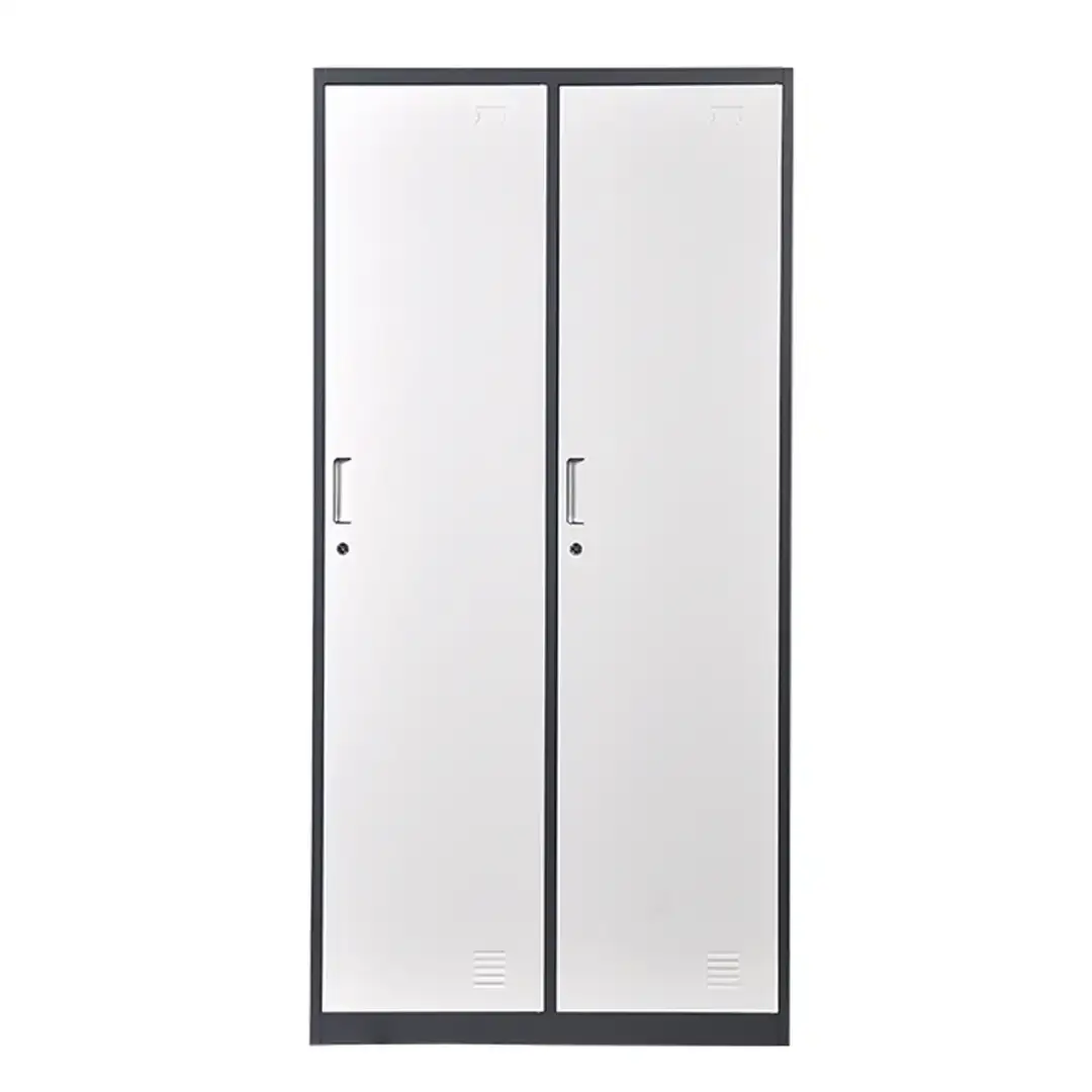 Металлический шкаф с 2 дверьми, белый-серый 900x500x1850 mm