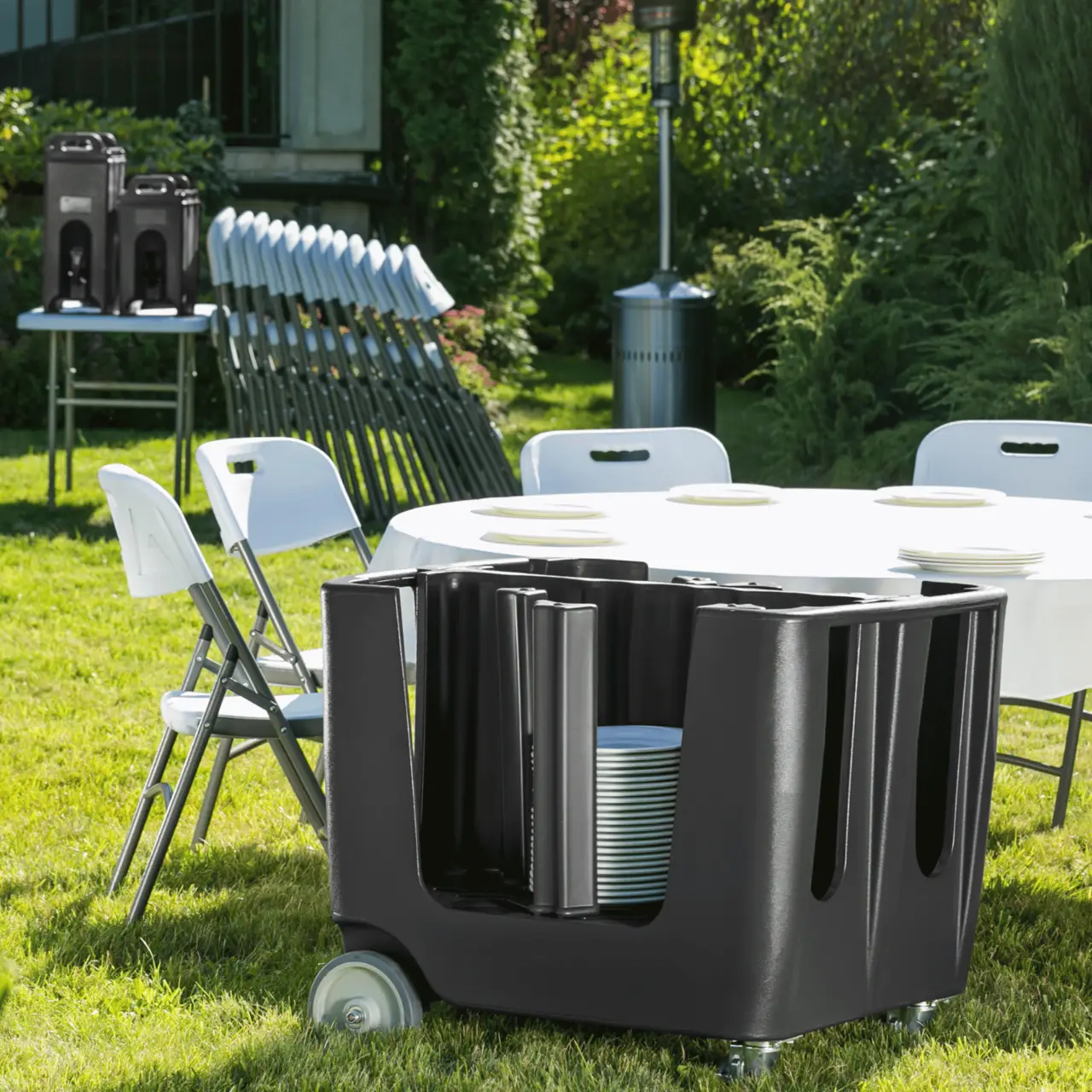 Складной стул для кейтеринга из HDPE, белый