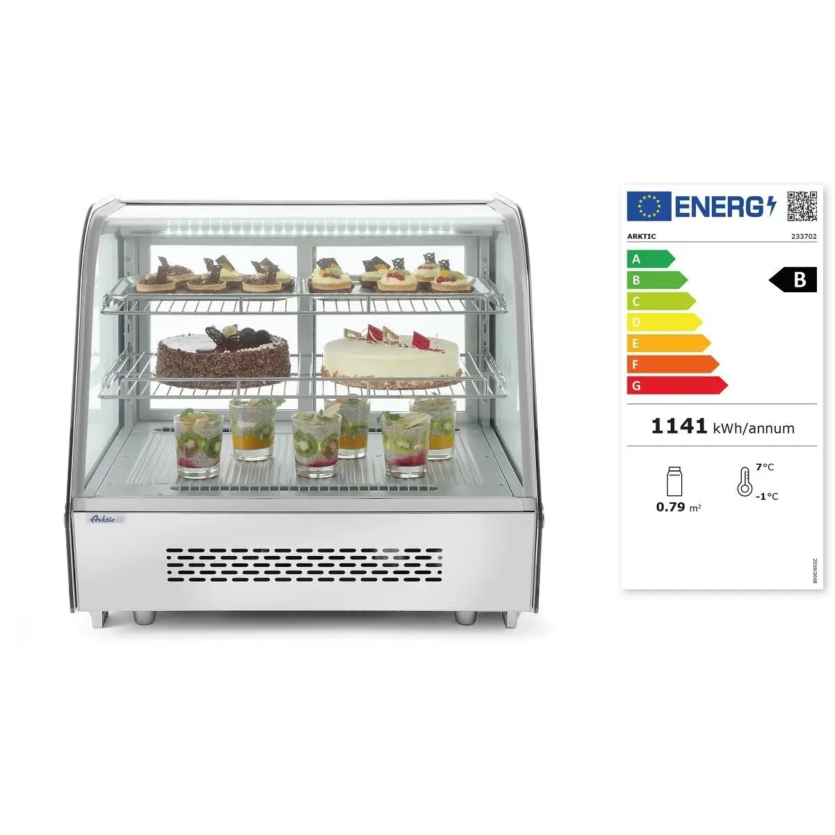 Настольные холодильные витрины с изогнутым стеклом и LED-подсветкой