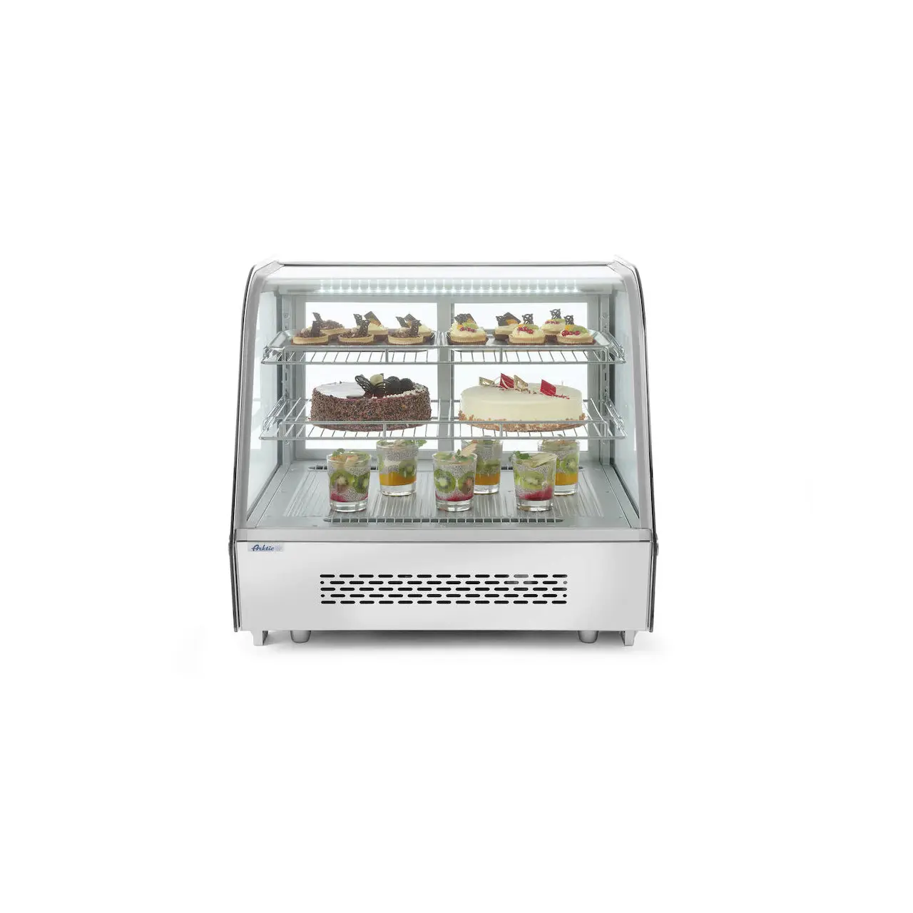 Настольные холодильные витрины с изогнутым стеклом и LED-подсветкой