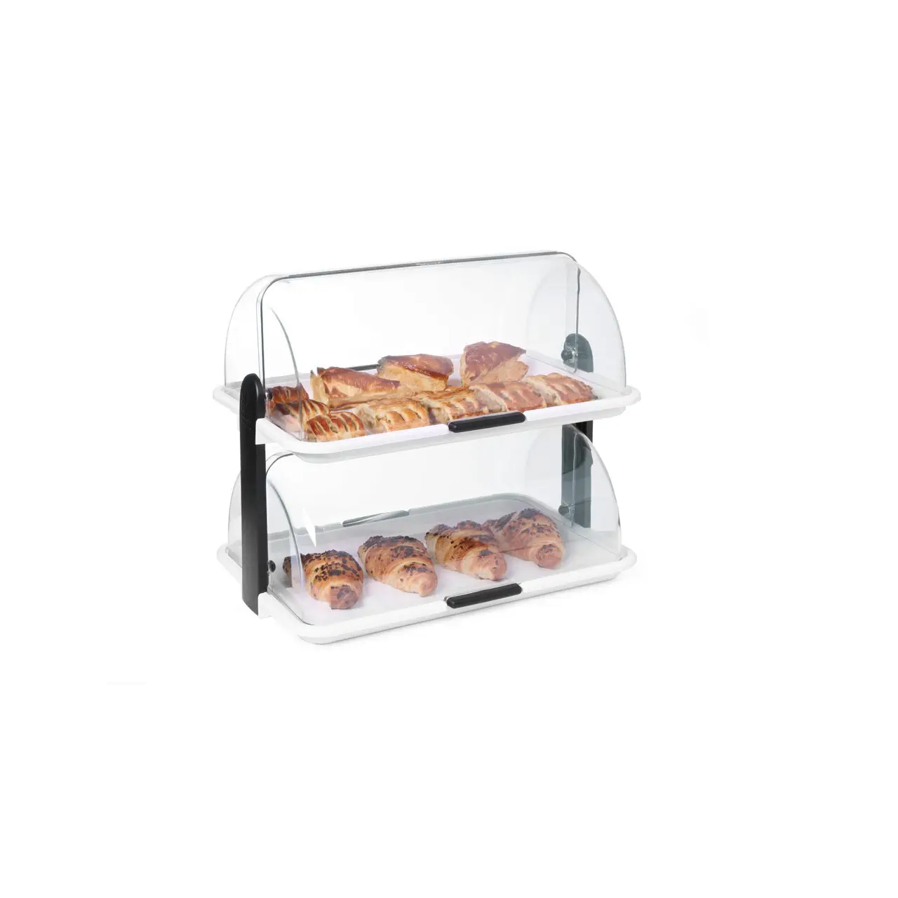 Двухъярусная витрина с прозрачной roll-top крышкой, 380 × 260 × 355 мм