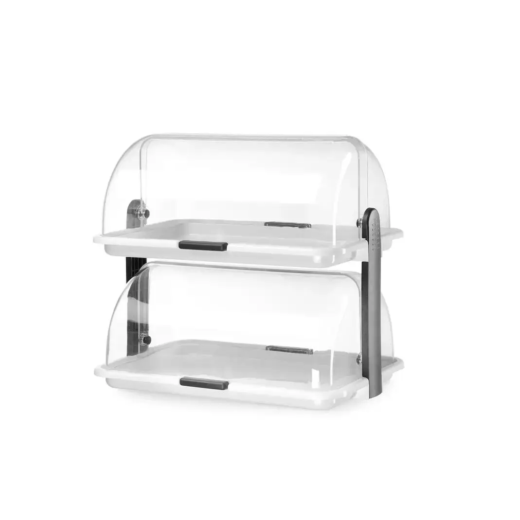 Двухъярусная витрина с прозрачной roll-top крышкой, 380 × 260 × 355 мм