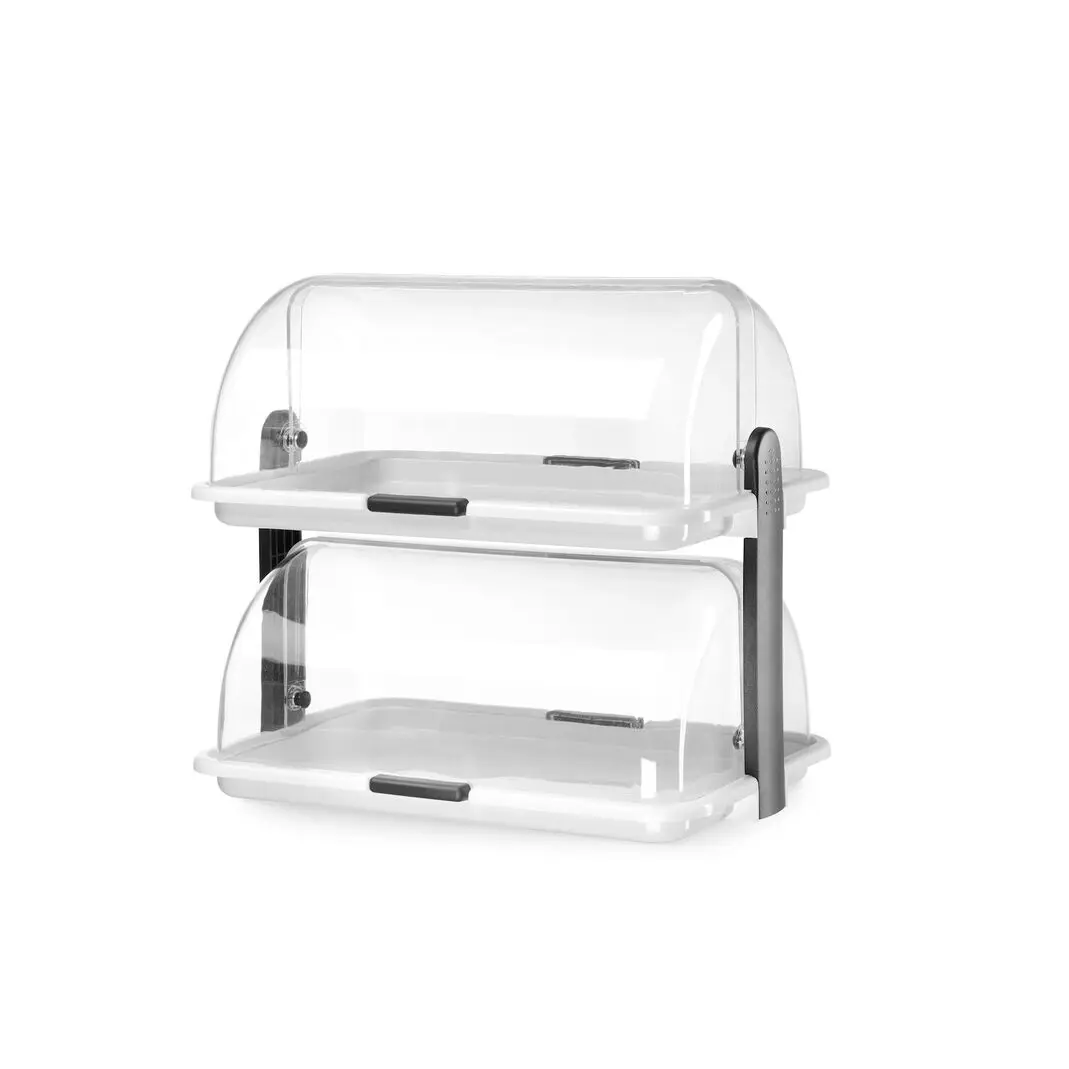 Двухъярусная витрина с прозрачной roll-top крышкой, 380 × 260 × 355 мм