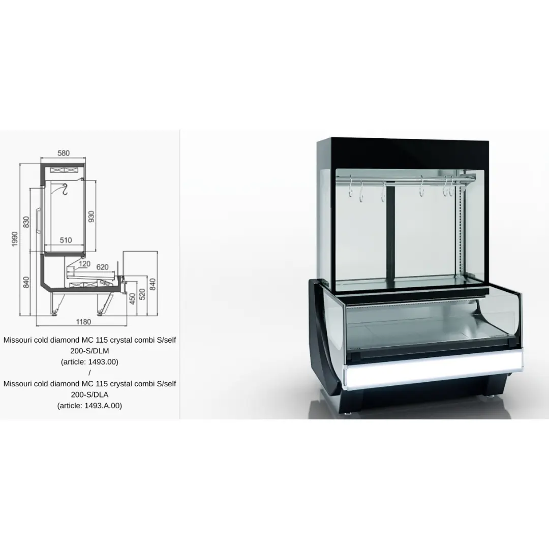 Витрина Missouri cold diamond MC 115 crystal combi S/self 200-S/DLA - Bottom - 1300