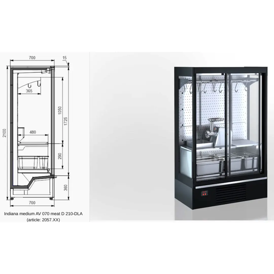 Специализированная витрина для продажи мяса Indiana medium AV 070 meat D 210-DLA - 937