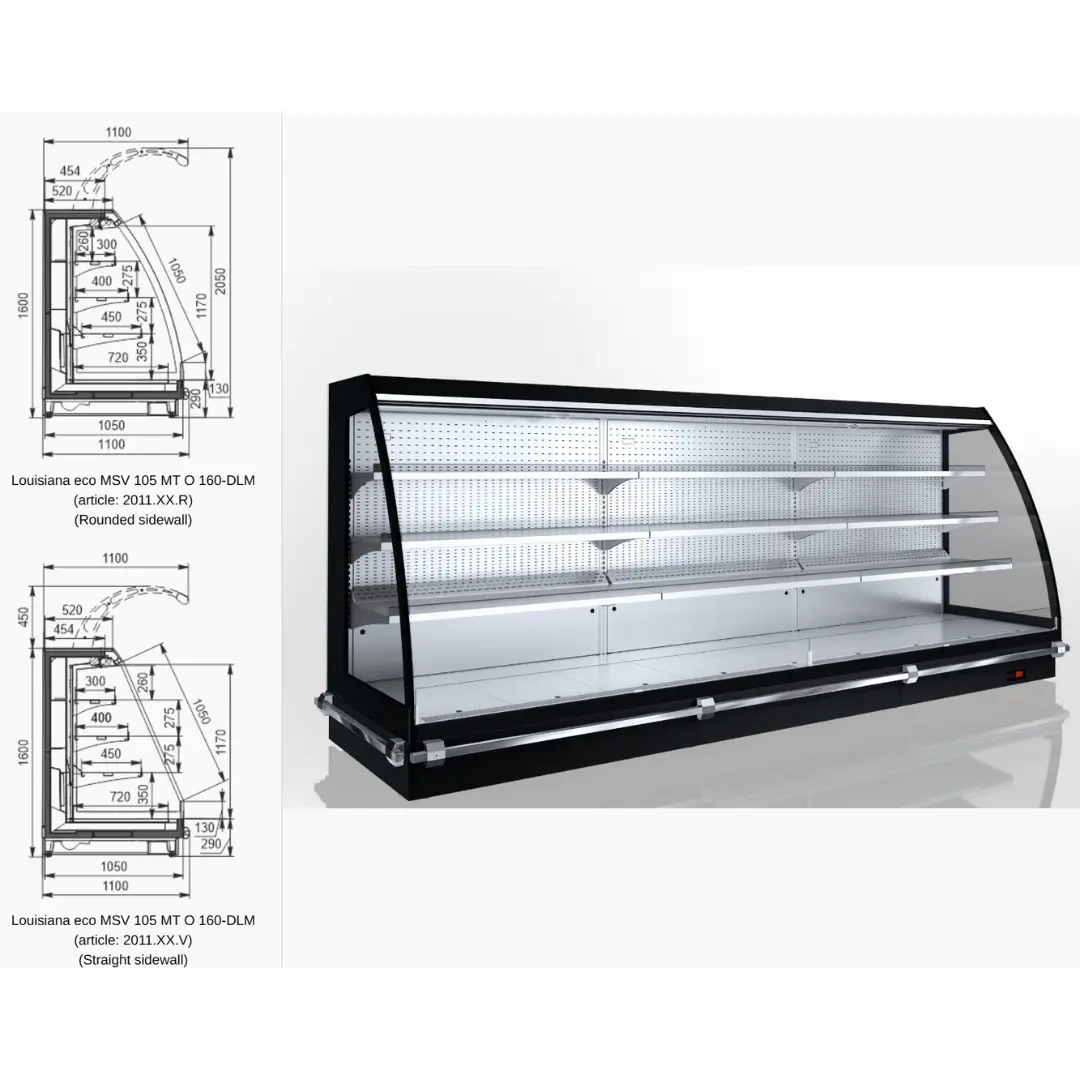 Полувертикальная витрина Louisiana eco MSV 095 MT O 160-DLM - 937