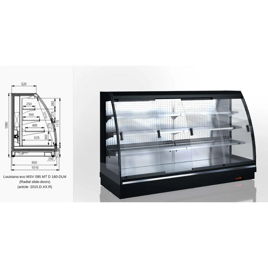 Полувертикальная витрина Louisiana eco MSV 095 MT D 160-DLM (Straight slide-doors Valentini) - 937