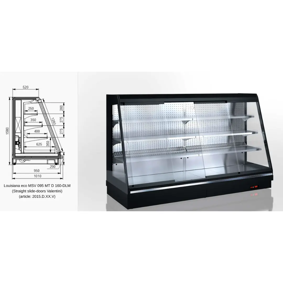 Полувертикальная витрина Louisiana eco MSV 095 MT D 160-DLM (Straight slide-doors Valentini) - 937