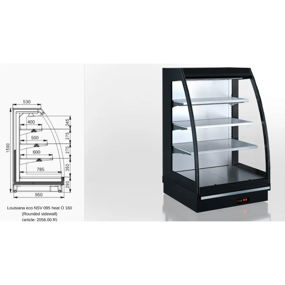 Полувертикальная витрина Louisiana eco NSV 095 heat O 160 (Rounded sidewall) - 905