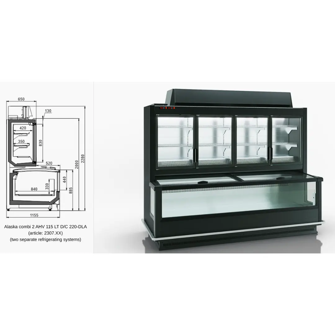 Витрина для замороженных продуктов Alaska combi 2 AHV 110 LT D/C 220 DLA - 1250