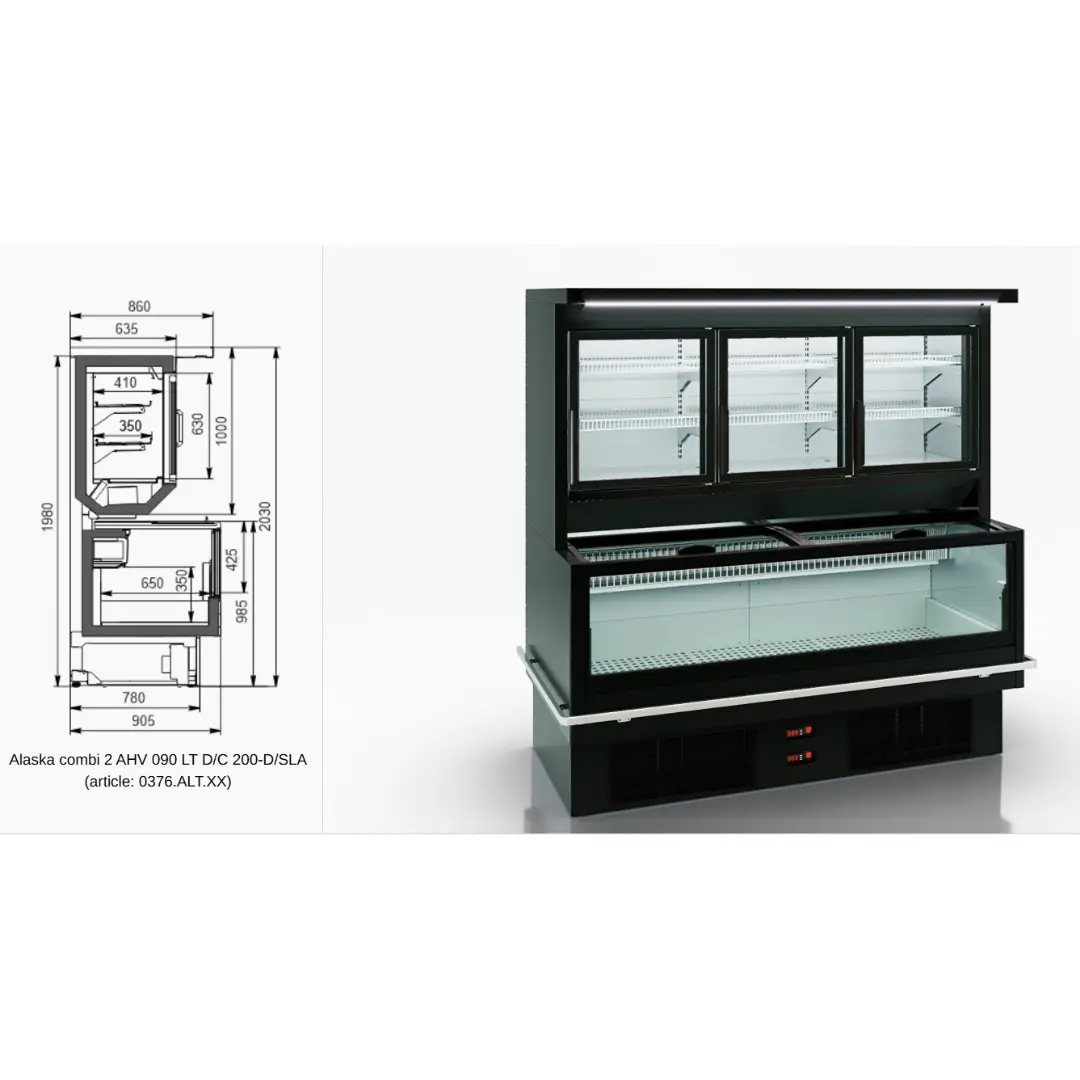 Витрина для замороженных продуктов Alaska combi 2 AHV 090 LT D/C 200-D/SLA - 1250