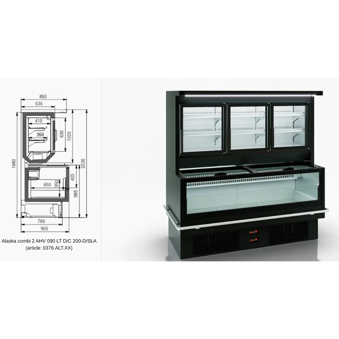 Комбинированная витрина Alaska combi 2 AHV 090 LT/MT O/C 200-D/SLA - 1250