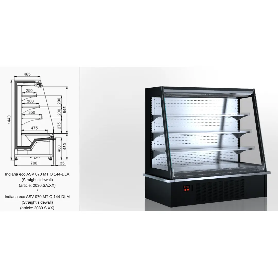 Полувертикальная витрина Indiana eco ASV 070 MT O 144-DLA - 640