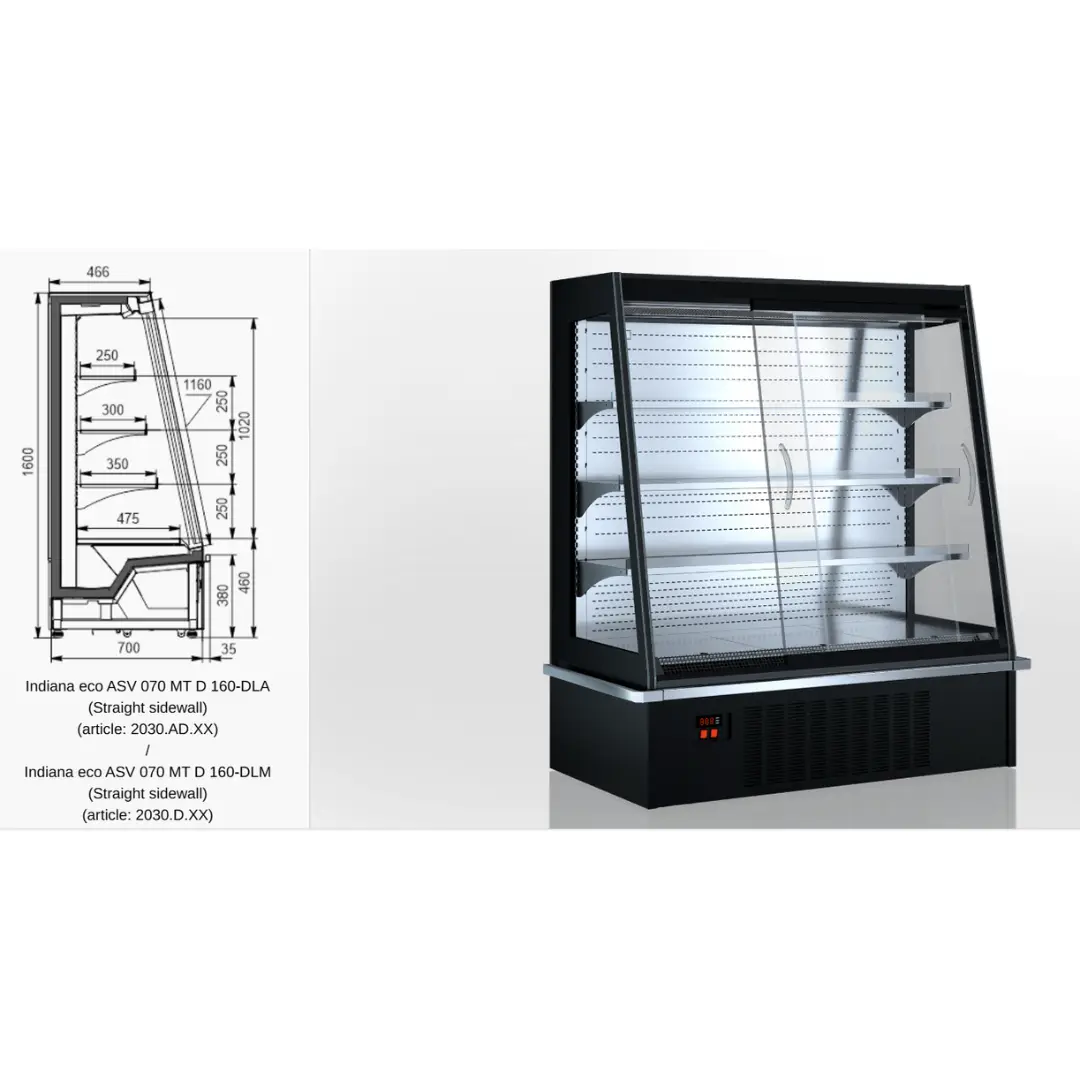 Полувертикальная витрина Indiana eco ASV 070 MT D 160-DLA - 937