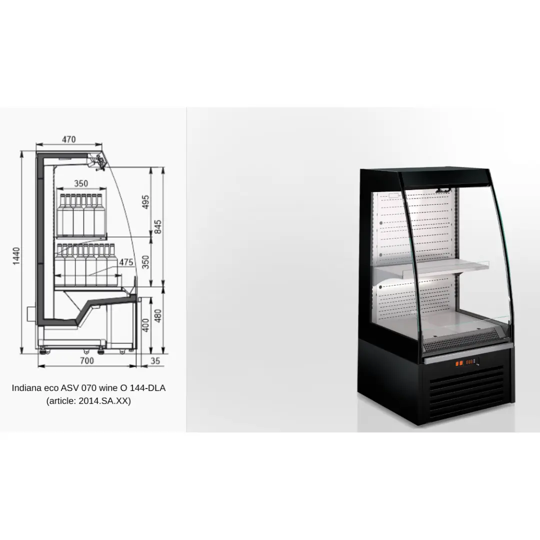 Полувертикальная витрина Indiana eco ASV 070 wine O 144-DLA - 640