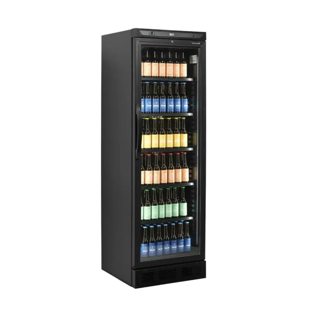 Холодильный шкаф-витрина со стеклянной дверью, чёрный, 347 л, CEV425 BLACK