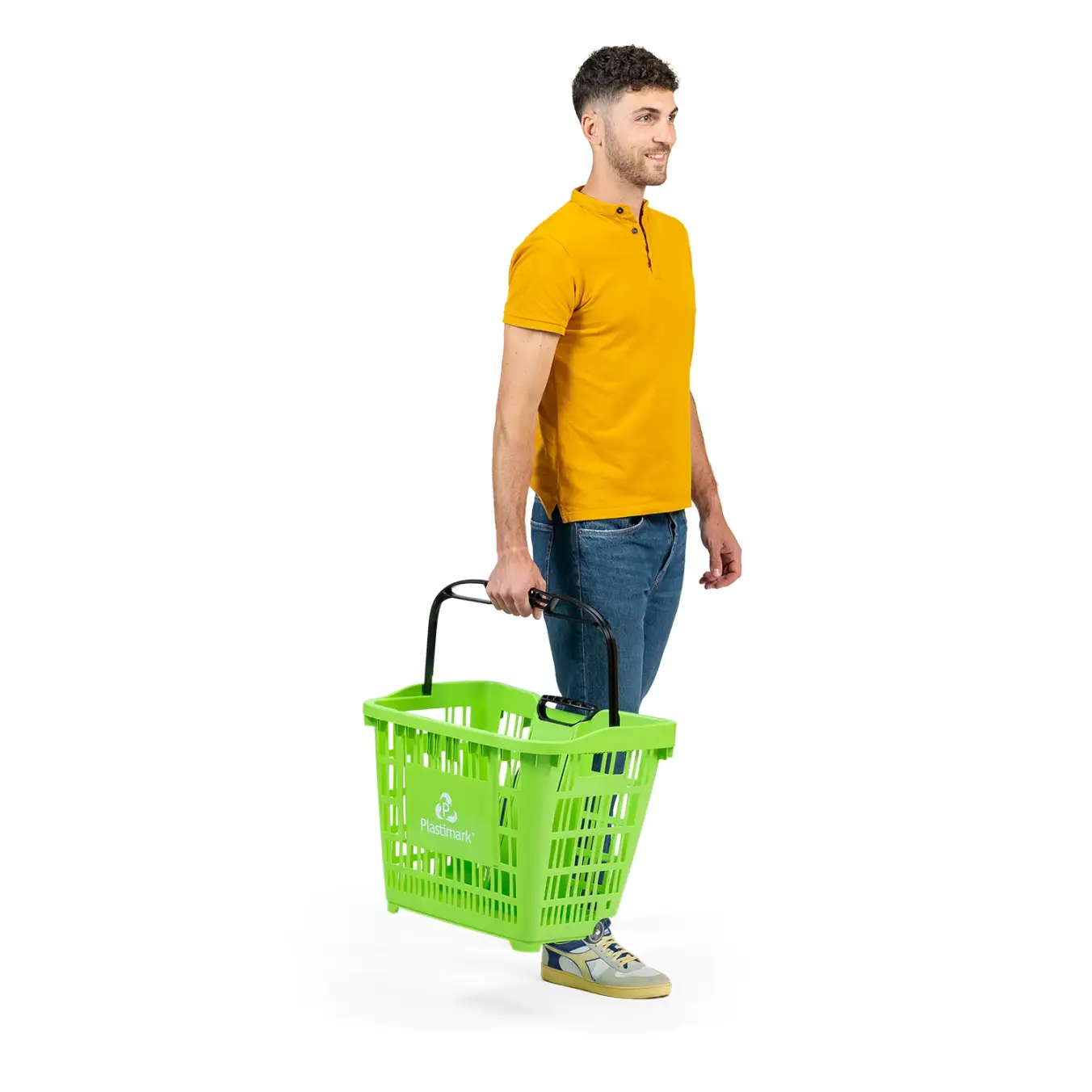 Покупательская корзина на колёсах 45 л с телескопической ручкой Plastimark Speesy — Светло-серая (RAL 7035)