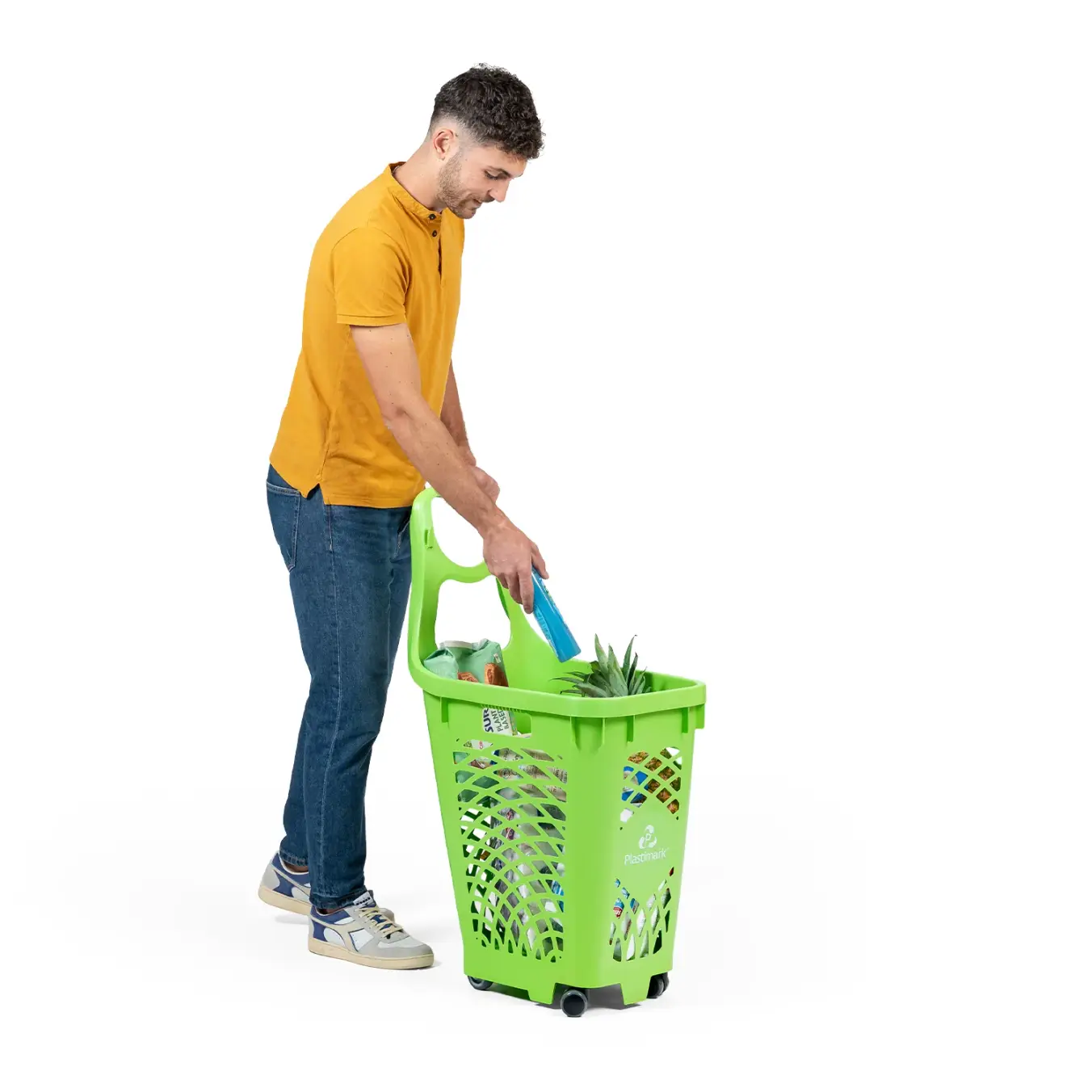 Покупательская корзина на колёсах Plastimark Slimmer 60 л — Синяя (RAL 5015)