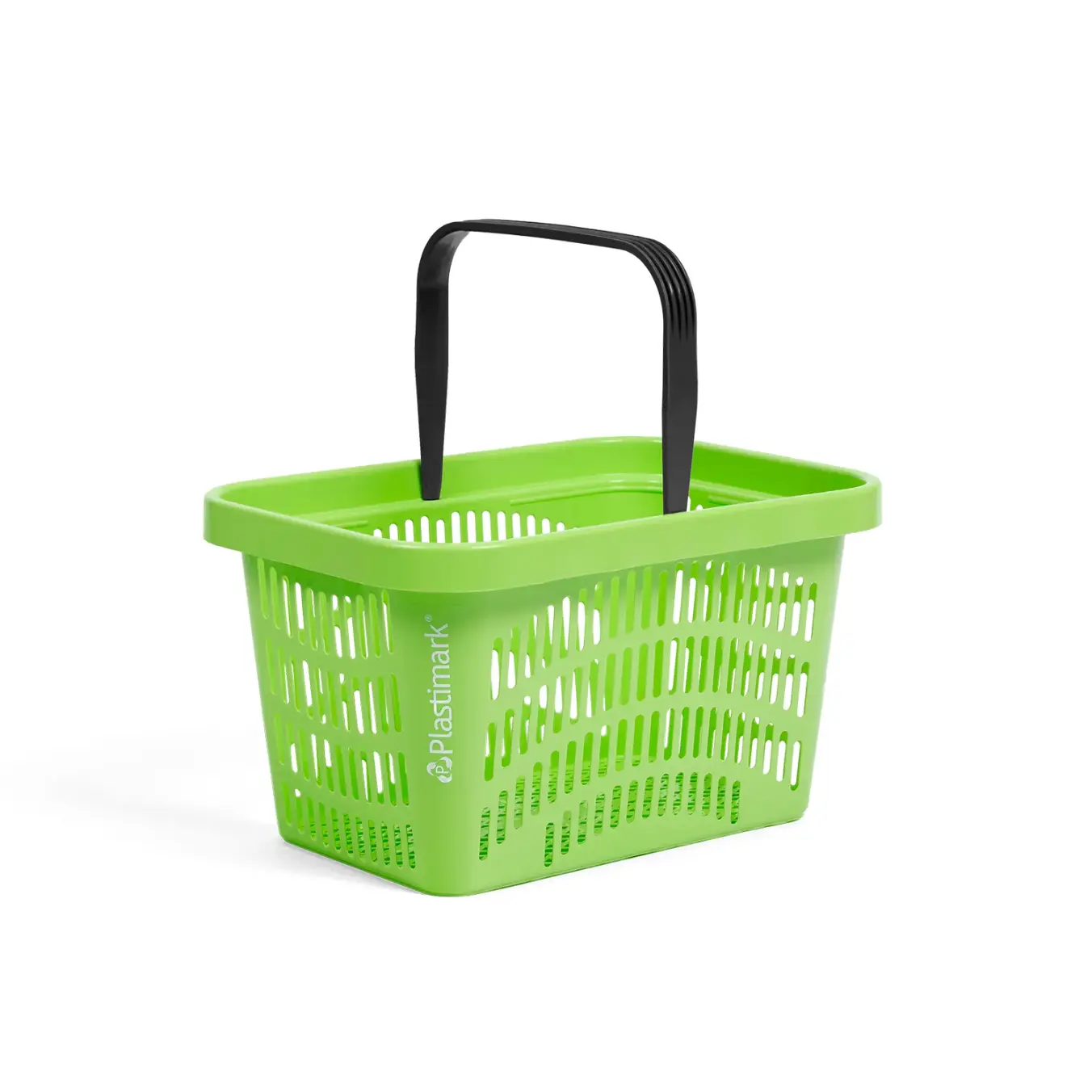 Покупательская корзина Plastimark Onda 28 л — чёрная корзина, ручка фиолетовая (RAL 9005)